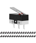 AC 125V 2A Micro SPDT Limit Switch with Long Hinge Lever 30 Pack, black and silver design, ideal for DIY projects