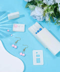 Polymer Clay Bead Roller And Hole Maker Set For Round Beads 4mm 6mm 8mm Two Piece Bead Making Kit displayed with earrings on blue background