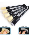 Five Piece Boar Hair Car Detailing Brush Set With Ultra Soft Scratch Free Interior Brushes For Leather Seats And Dash Plus Exterior And Wheel Detailing Tools