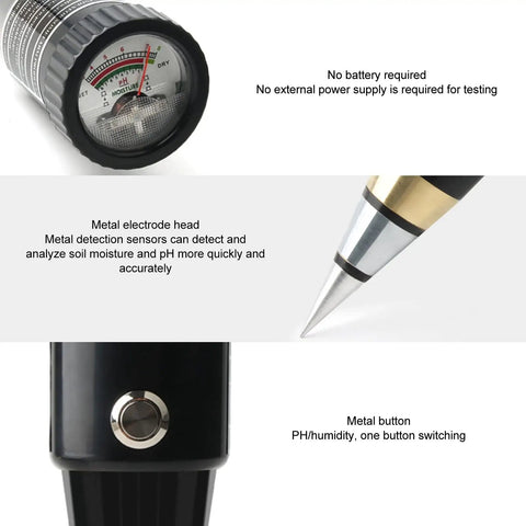 Close-up of Soil And PH Meter With High Sensitivity Alloy Probe For Accurate PH And Humidity Readings Ideal For Outdoor Plants