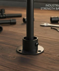 Pipe Flange Mount For Industrial Furniture DIY Black Stainless Steel Bracket 1 Inch Anchor For Pipe Ends on wood floor