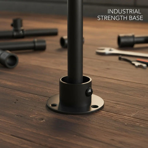Pipe Flange Mount For Industrial Furniture DIY Black Stainless Steel Bracket 1 Inch Anchor For Pipe Ends on wood floor