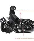 Rear Derailleur RD TY300 6 To 7 Speed Direct Mount For Road And MTB Bikes, highlighting adjustment screws, black color, side view.