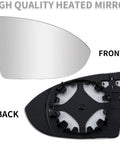 Front and back view of Passenger Side Mirror Replacement Glass For Volkswagen Golf Mk7 GTI R SportWagen Alltrack Jetta Heated Right Side Direct Fit No Trim Needed Plug And Play OEM Quality Glass Easy Install Perfect Upgrade For VW Owners.
