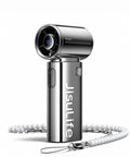 Portable Handheld Turbo Fan With High Speed Air 22H Max Cooling Time 9 Blade Turbine in chrome finish with beaded strap