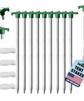 Beefy Heavy Duty Galvanized Tent Stakes 10 Pack With Ropes For High Winds Rust Proof Ground Pegs For Camping Pop Up Tents And Gazebos Includes Four 10 Foot Ropes
