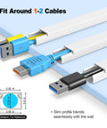 Cord Hider Kit For Walls Paintable Cable Raceways For TV Wires Self-Adhesive White Cord Covers showing cable fitting