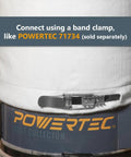 Heavy Duty Dust Collector Bag 15 X 23 Inch, 1 Micron Filter For Fine Dust connected to Powertec unit with band clamp.