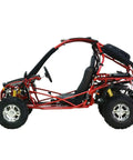 Side view of Red Off Road Go Kart With 8.3 kW 4 Stroke Air Cooled Engine, CVT Transmission, CDI Ignition, rugged mini racer design.