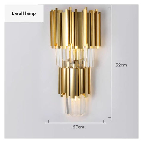 Top Tier Gold Metal Pendant Chandelier With Crisp K9 Crystal Strands And Hassle Free E14 Socket Setup For A Whole New Kitchen Vibe And Dining Room Home Flex, stylish wall lamp, gold and crystal design, 52cm height, 27cm width.