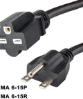 Heavy Duty 20 Foot NEMA 6-15P 6-15R Power Extension Cord 240V For Air Conditioners LED Grow Lights Digital Ballasts 14 AWG