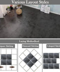 Peel And Stick Vinyl Floor Tiles 12x12 Inches Self Adhesive One Point Five Millimeter Thick Black Flooring for layout styles