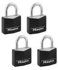 Outdoor Keyed Padlocks 4 Pack With Weather Resistant Vinyl Covered Aluminum Body And Steel Shackle, Keyed Alike