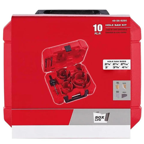 Get This 10 Pc Eagle Heavy Duty Carbide Tooth Hole Saw Kit With Fast Cuts And Thicker Backer For Demanding Jobs Plus Multi Material Pilot Bit, red case