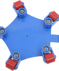 Heavy Duty Machinery Skates Carrying 4409 Lbs And Designed For No Sweat Equipment Moving With A Beast Mode Carbon Steel Base and Smooth PU Casters, top view with red PU casters.