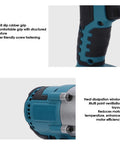 Filfeel Cordless Metal Shears With 360 Degree Rotating Head And Variable Speed Electric Sheet Metal Cutter For Stainless Steel Aluminum Carpet Leather Cardboard 21V Compatible With Makita Batteries grip and heat dissipation features
