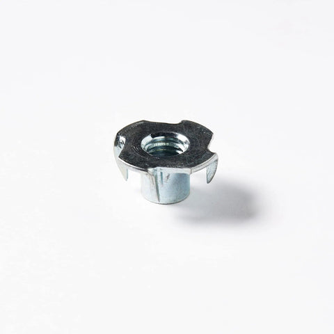 1000 Pack Zinc Plated 3/8-16 T-Nuts With 7/16 Inch Hole Four Prong Screw Inserts close-up view on white background.