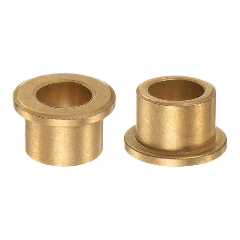 Two Pack Flanged Bronze Sleeve Bearings 14mm x 20mm x 16mm Oilless Bushing For Machinery Gold Finish Low Noise Maintenance Free Corrosion Resistant Durable And Easy Install, two views