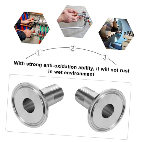 Premium Stainless Steel Tri Clamp Ferrule Adapter Kit With Hose Barb And Silicone Seals For Home Brew Pro Setup Perfect Beer Making Gear, 1.97-inch 304 SS