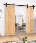 13 Foot Sliding Barn Door Hardware Kit For Double Doors Heavy Duty Track System With Quiet Rollers Easy Install Carbon Steel