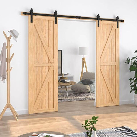 13 Foot Sliding Barn Door Hardware Kit For Double Doors Heavy Duty Track System With Quiet Rollers Easy Install Carbon Steel