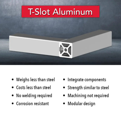 10 Series 1x1 Inch T Slotted Aluminum Extrusion Rail For Linear Guides And CNC Projects, 6063-T6 Aluminum, Clear Anodized Finish, 18 Inch Length, smooth 3D render