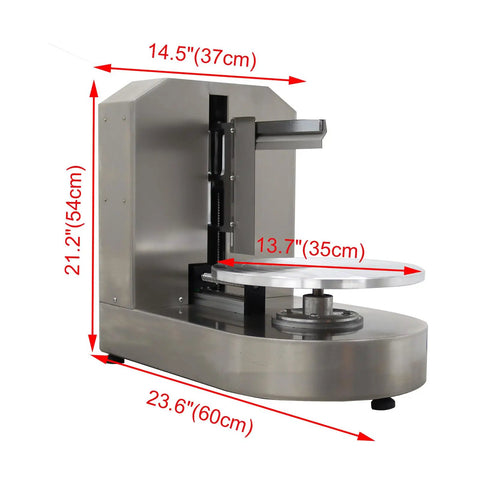 Dimensions of Fully Automatic Cake Decorating Machine Stainless Steel Cream Spreader For 4 To 12 Inch Cakes With Quiet Turntable 110V 300W