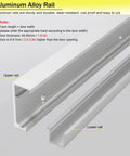 Trackless Invisible Sliding Ghost Door Kit With Soft Close Concealed Barn Door Hardware System showing upper and lower aluminum alloy rails.