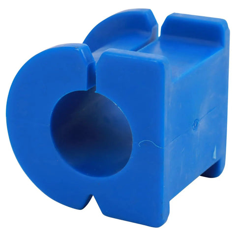 Upgrade Your Ride With A Front Suspension Kit Featuring Sway Bar Bushings And Stabilizer Links For Smooth Responsive Handling And Road Ready Durability. Blue polyurethane sway bar bushing close-up