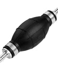 Top Shelf Manual Fuel Transfer Pump With Thick Rubber Bulb And Metal Body, black primer bulb for gasoline, diesel, and oil.