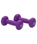 Hella Grippy Neoprene Hexagon Dumbbells Pair Of 3 Pound Hand Weights In Purple for home gym exercise with non rolling hex ends.