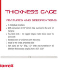 Pro Grade Tempered Steel Thickness Gauge And Feeler Stock Set .001 To .030 Inch 32 Leaves Specifications Sheet