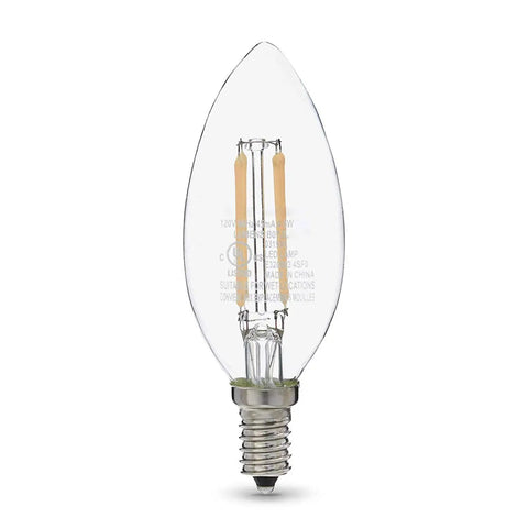 60W Equivalent Clear Soft White Dimmable LED Light Bulb B11 E12 Candelabra Base 500 Lumens 2700K Instant Brightness, 15,000 Hour Lifetime