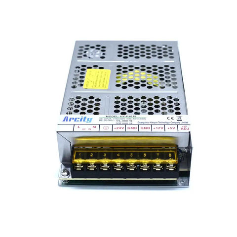 Front view of Switching Power Supply With Triple Output 5V 8A 12V 7A 24V 5A 110V 220V Input High Stability Low Noise Clean DC