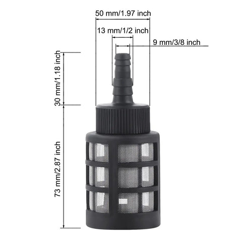 4 Pack Garden Hose Filters 3/8 To 1/2 Inch Inner Diameter Heavy Duty Stainless Steel Strainer with dimensions