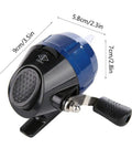 Spincast Fishing Reel For Beginners And Kids With A 3 To 1 Gear Ratio Easy To Use Left Or Right Hand Retrieve Ideal For Freshwater Fishing On Lakes And Rivers Great Starter Gear For Family Fishing Trips, showing a black nylon body and metal rocker, dimensions 9cm x 7cm x 5.8cm