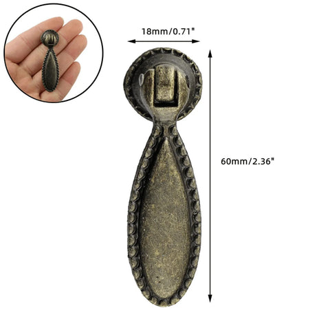 Two Pack Antique Bronze Single Hole Handle Pulls For Wooden Furniture Cabinets Cupboards Drawers Wardrobes And Doors 60x18mm close-up image