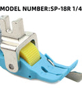 Heavy Duty Plastic Flange Roller Presser Foot For Industrial Single Needle Sewing Machines With Precision Edge Guide And Anti Skip Stitch For Juki 8700 And Brother 8100 Series, blue design side view