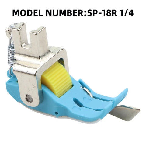 Heavy Duty Plastic Flange Roller Presser Foot For Industrial Single Needle Sewing Machines With Precision Edge Guide And Anti Skip Stitch For Juki 8700 And Brother 8100 Series, blue design side view