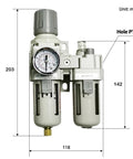 All In One FRL Air Filter Treatment Unit For Pneumatic Systems With Filter Pressure Regulator Lubricator And Oil Separator Heavy Duty Fiber Filter