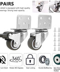 Heavy Duty Furniture Castors Set Four Pack with L Shaped Soft Rubber Wheels for Tables Carts and Benches Quiet Swivel Plate