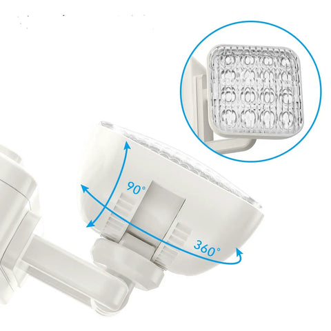 Close-up of adjustable head from 2 Pack LED Exit Sign With Battery Backup And Emergency Lighting UL 924 120 277 VAC.