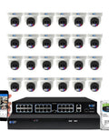 Top Shelf 32 Channel 4K Security Camera System With 24 Heavy Duty Waterproof 8Mp Poe Turret Cameras Face Recognition Smart Ai Motion Detection And Hella Sharp Night Vision, featuring 24 turret cameras and central hub.