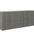 Heavy Duty Grey Garden Storage Cabinet And Outdoor Tool Chest with acacia wood knobs and poly rattan design.