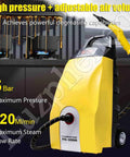 Tritious 3000W High Pressure Steam Cleaner With 3.5L Tank For Home And Car Use Efficiently Cleans Floors Upholstery Tiles And More Blue profile view with adjustable hose and gauges.