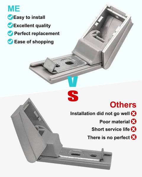 Fridge Door Hinge Replacement Kit For Liebherr Freezers Stainless Steel Repair Part comparison image with benefits listed.