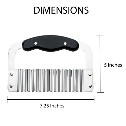 Front view of HIC Kitchen crinkle-cut wave slicer with stainless steel blade and black handle