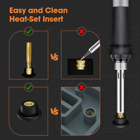 Heat-Set Insert Tips For Threaded Inserts M2 To M6 no-fuss soldering iron tips for 3D printing easy install and clean finish
