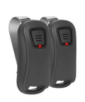 Two Pack Universal Garage Door Opener Remote Replacement With Rolling Code Security For Genie And Overhead Door Systems easy setup, grey remotes.