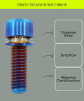 Burnt Blue Titanium M6X18mm Bolts With Washers 4 Pack For MTB Bicycle And Motorcycle Upgrades Ultra Lightweight Beefy 850MPa